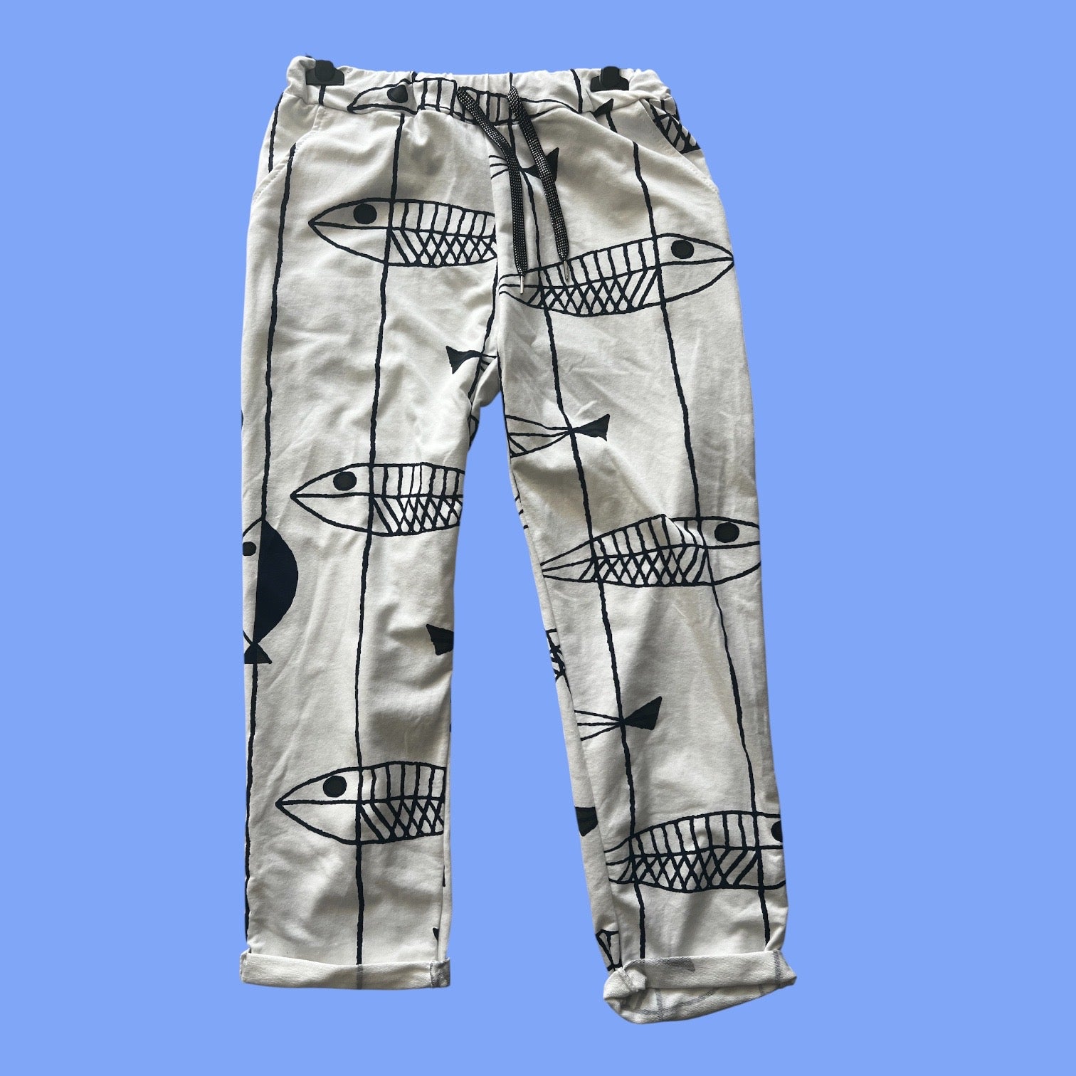 Jogger stretch broek maat 48-50 blauw wit