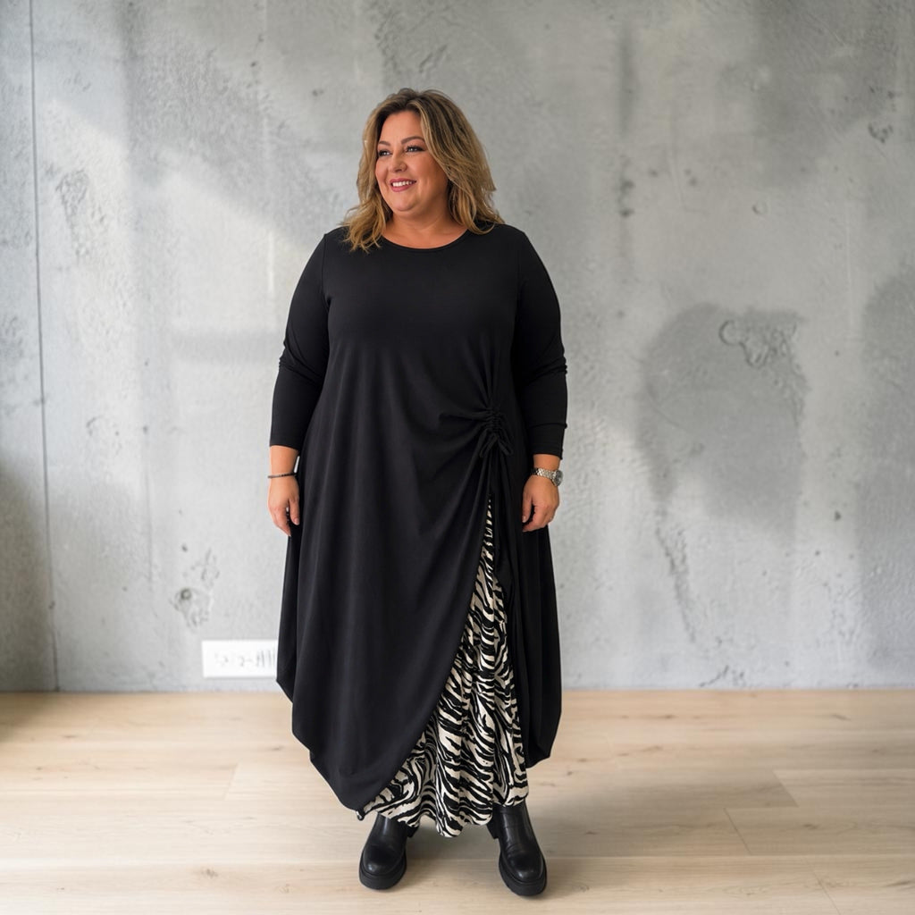 Hele ruime jurk met ophaalkoord voorkant plus size